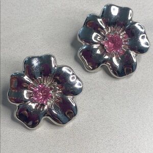 Silver and Pink cherry blossom‎ Floral Earrings 925
